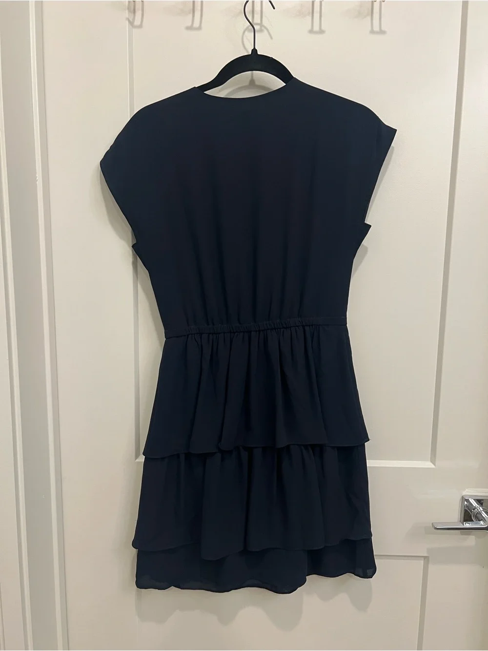 J. Crew Point Sur label Women's Navy Tiered V-Neck Chiffon Dress
